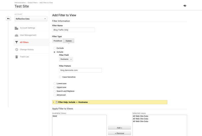 Traffic from specific subdomain Filter