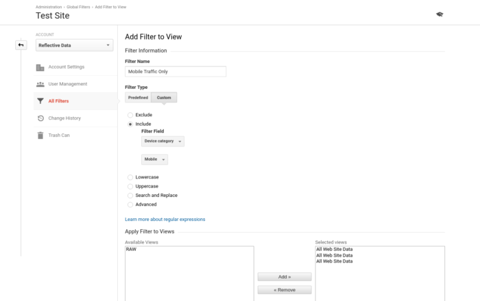 Traffic from specific device filter