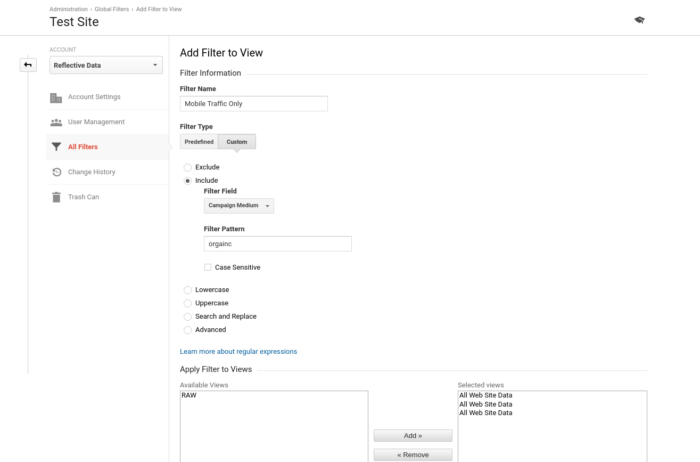 Traffic from specific source FIlter