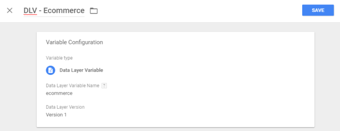 Ecommerce Data Layer Variable