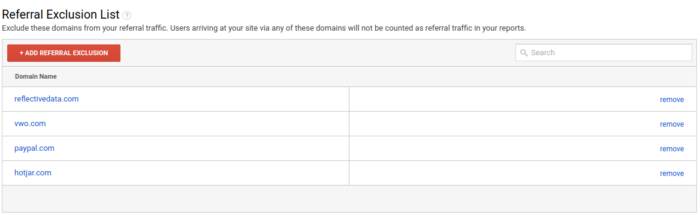 Google Analytics Referral Exclusions