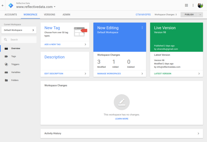 Screenshot from Google Tag Manager
