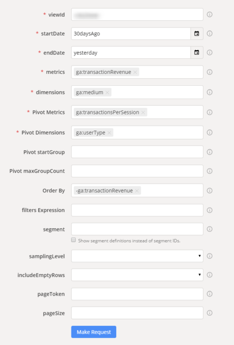 Pivot Query Example Input