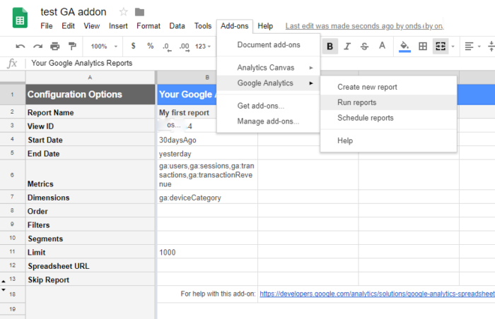 Run Google Analytics Report