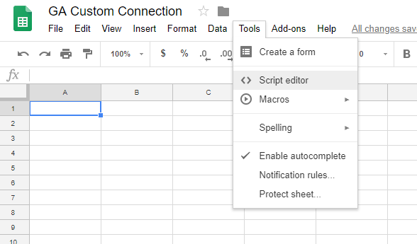 Google Sheets Script Editor