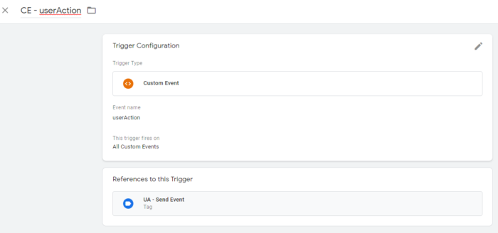 Example of an event-based trigger in Google Tag Manager