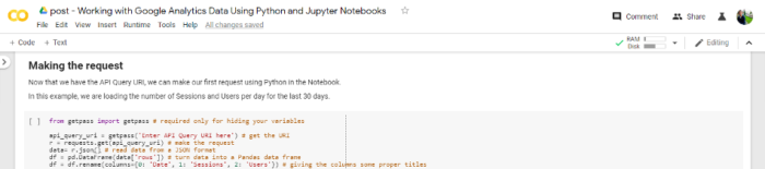 Google Analytics data in Jupyter Notebooks