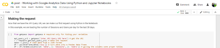 Google Analytics data in Jupyter Notebooks